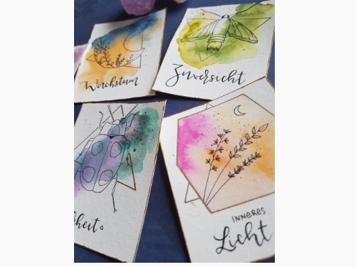 Monoline Motive mit Aquarell-Experimenten - auf Triviar