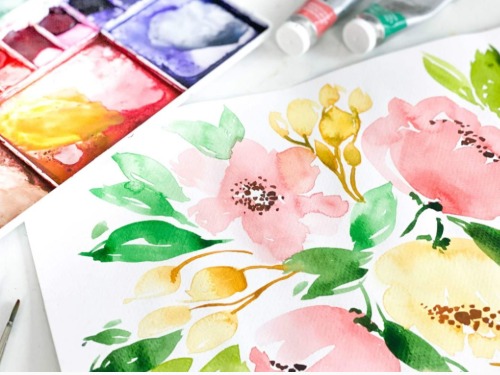 Florales lockeres Aquarell - auf Triviar