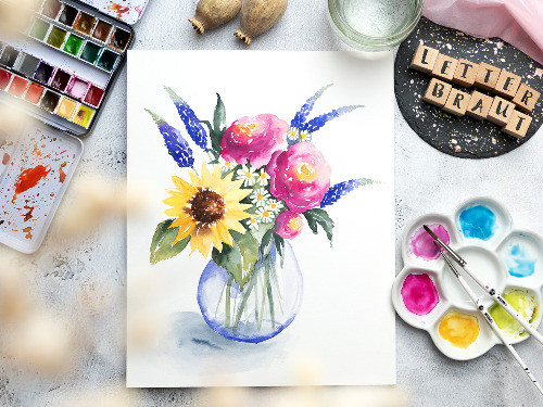 Aquarell Workshop „Sommerblumen“- FORTGESCHRITTENE - auf Triviar