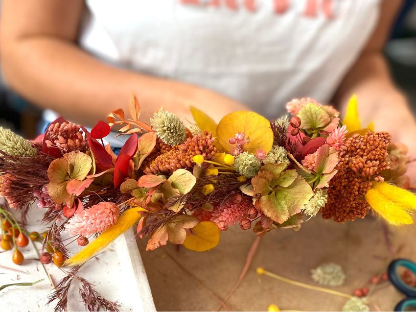 Blumen Workshop in Hamburg - Herbst Hoop aus Trockenblumen